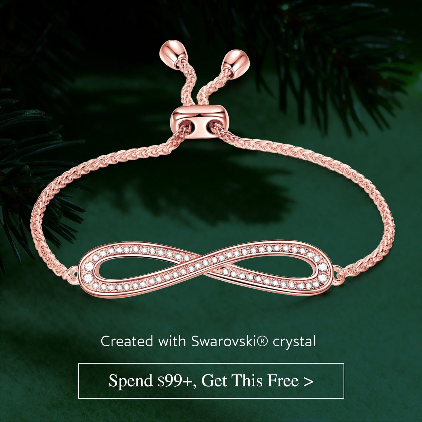 New Year Exclusive: Spend Over $99 In A Single Purchase To Get This Sterling Silver Adjustable Blessing Bracelet In Rose Gold Plated For FREE - Created With SWAROVSKI® Crystals  - (Ships With Order, No Need To Add To Cart)