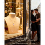 Sterling Silver Cherry Blossom Jewel Charm Necklace and Earrings Set In 14K Gold Plated - Created With SWAROVSKI® Crystals