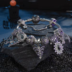 Limited Edition Flash Sale: Sterling Silver Midnight Wraith Charms Bracelet Set With Enamel In White Gold Plated (Includes bracelet and all charms shown)