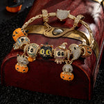 Sterling Silver Whimsical Darkness Charms Bracelet Set With Enamel In 14K Gold Plated (Includes bracelet and all charms shown)
