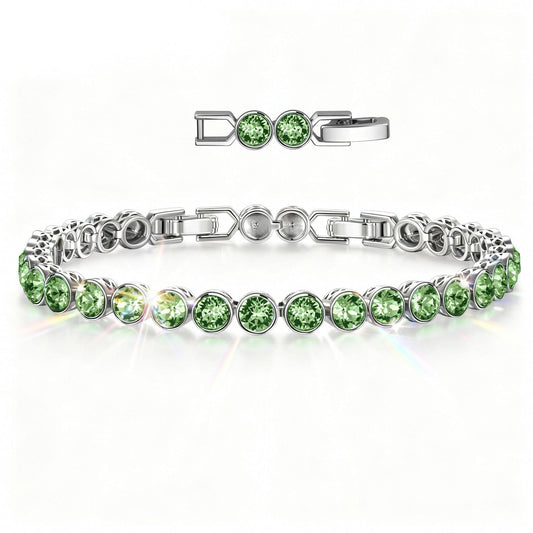 gona- Rainbow Brilliance August Tarnish-resistant Silver Tennis Bracelet In White Gold Plated - Created With SWAROVSKI® Crystals