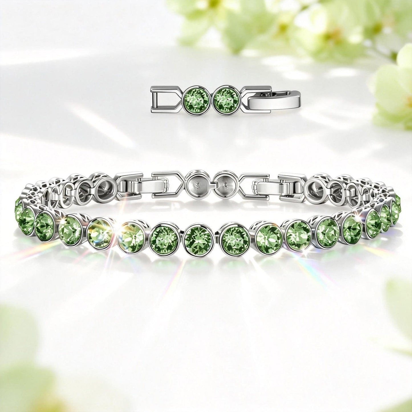 Rainbow Brilliance August Tarnish-resistant Silver Tennis Bracelet In White Gold Plated - Created With SWAROVSKI® Crystals