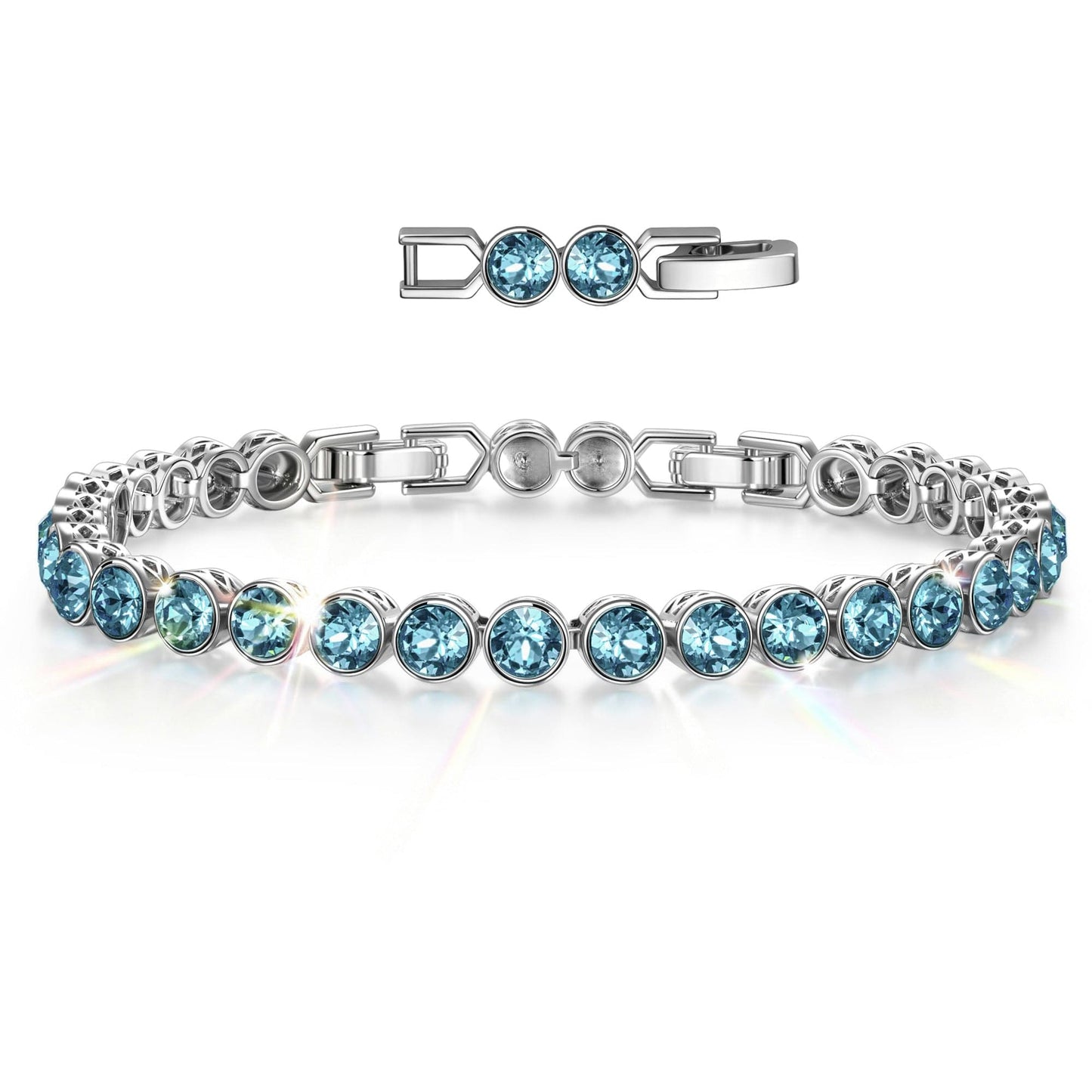 Rainbow Brilliance March Tarnish-resistant Silver Tennis Bracelet In White Gold Plated - Created With SWAROVSKI® Crystals
