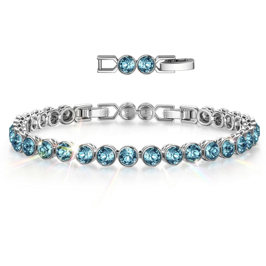 gona- Rainbow Brilliance March Tarnish-resistant Silver Tennis Bracelet In White Gold Plated - Created With SWAROVSKI® Crystals