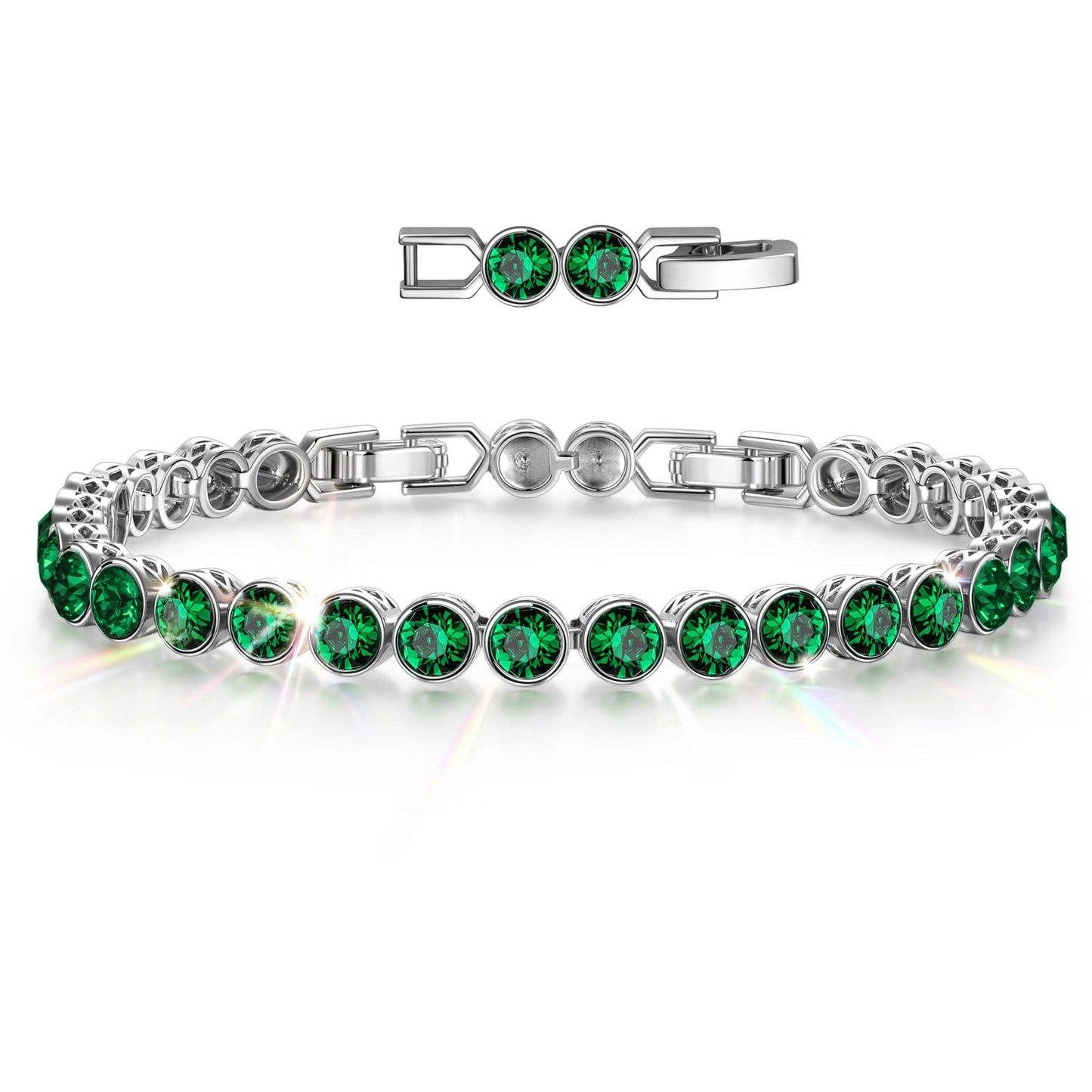 Rainbow Brilliance May Tarnish-resistant Silver Tennis Bracelet In White Gold Plated - Created With SWAROVSKI® Crystals