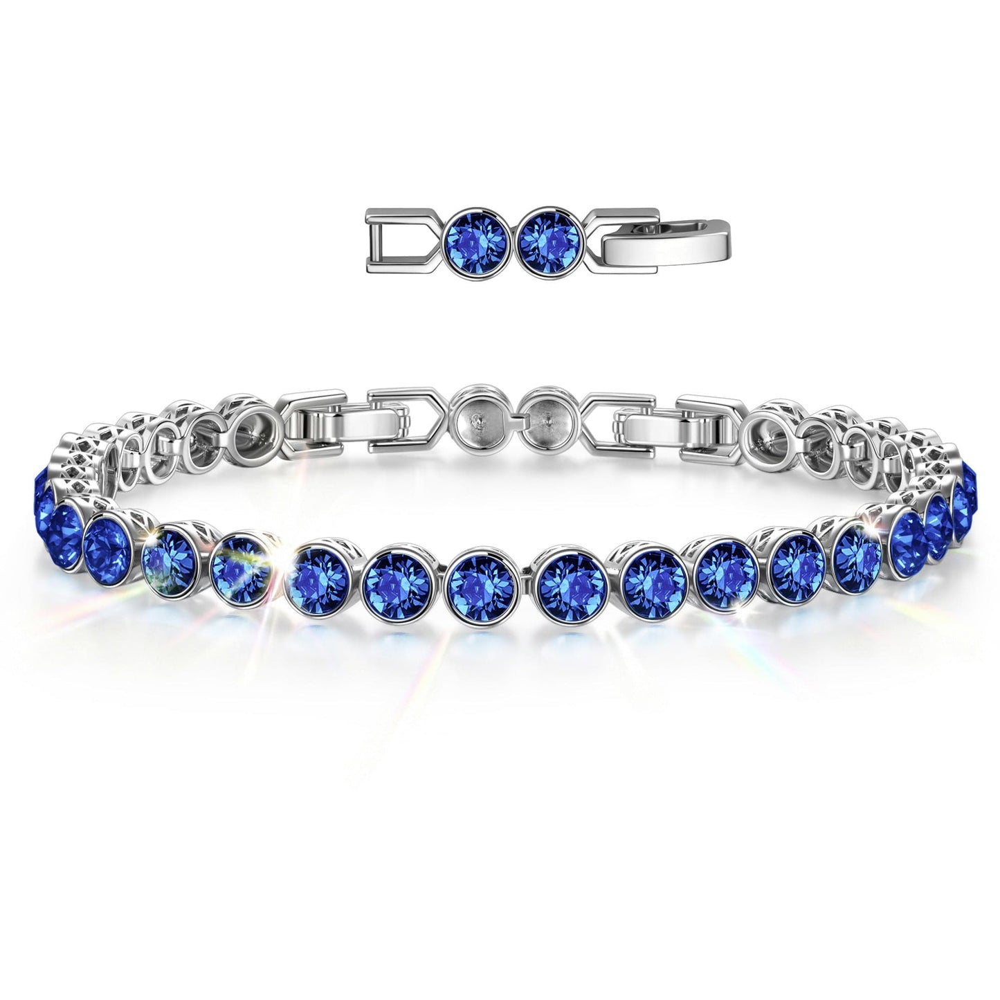 Rainbow Brilliance September Tarnish-resistant Silver Tennis Bracelet In White Gold Plated - Created With SWAROVSKI® Crystals