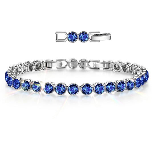 gona- Rainbow Brilliance September Tarnish-resistant Silver Tennis Bracelet In White Gold Plated - Created With SWAROVSKI® Crystals