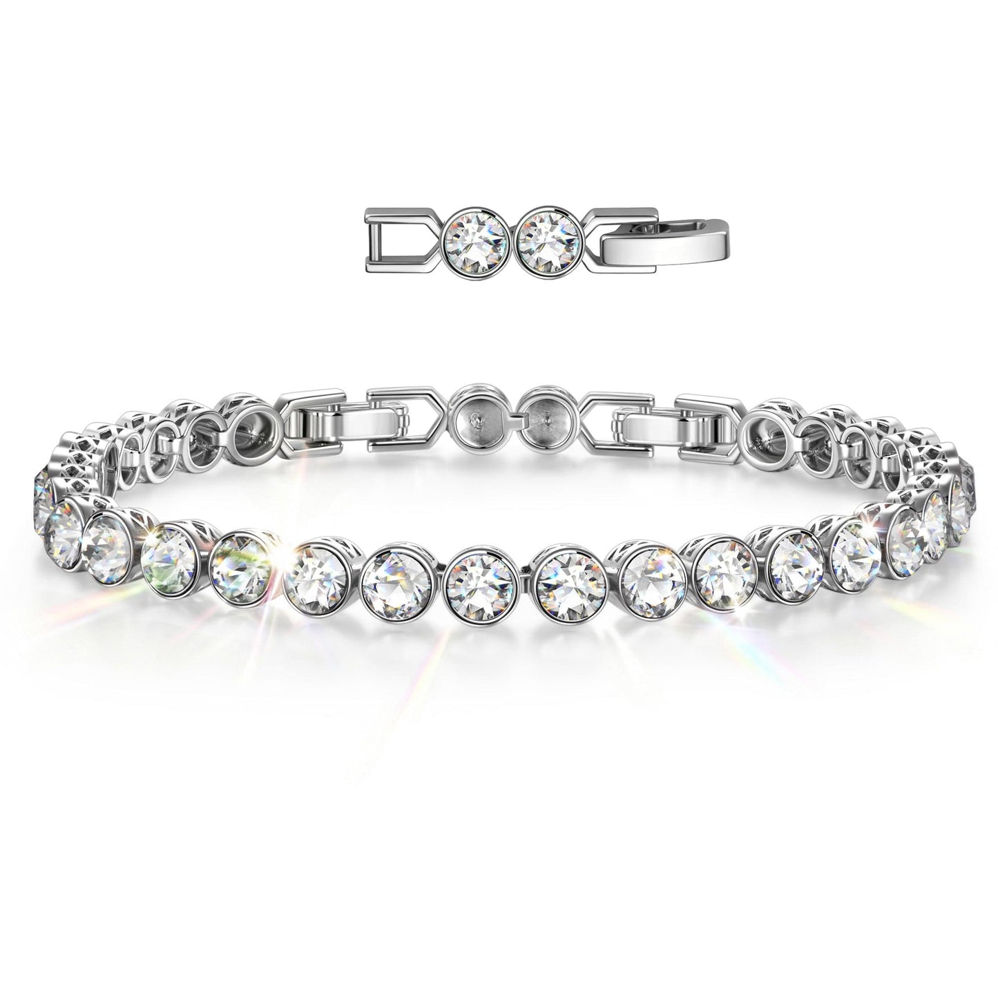 Rainbow Brilliance April Tarnish-resistant Silver Tennis Bracelet In White Gold Plated - Created With SWAROVSKI® Crystals