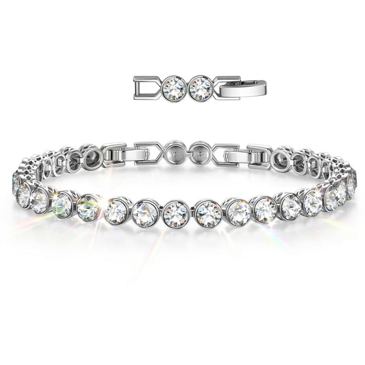 gona- Rainbow Brilliance April Tarnish-resistant Silver Tennis Bracelet In White Gold Plated - Created With SWAROVSKI® Crystals