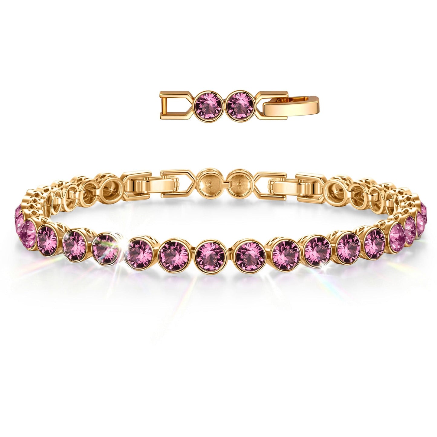 Rainbow Brilliance July Tarnish-resistant Silver Tennis Bracelet In 14K Gold Plated - Created With SWAROVSKI® Crystals