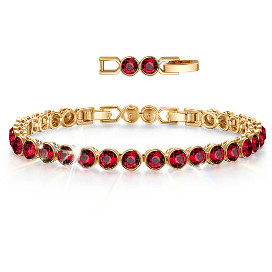 gona- Rainbow Brilliance January Tarnish-resistant Silver Tennis Bracelet In 14K Gold Plated - Created With SWAROVSKI® Crystals