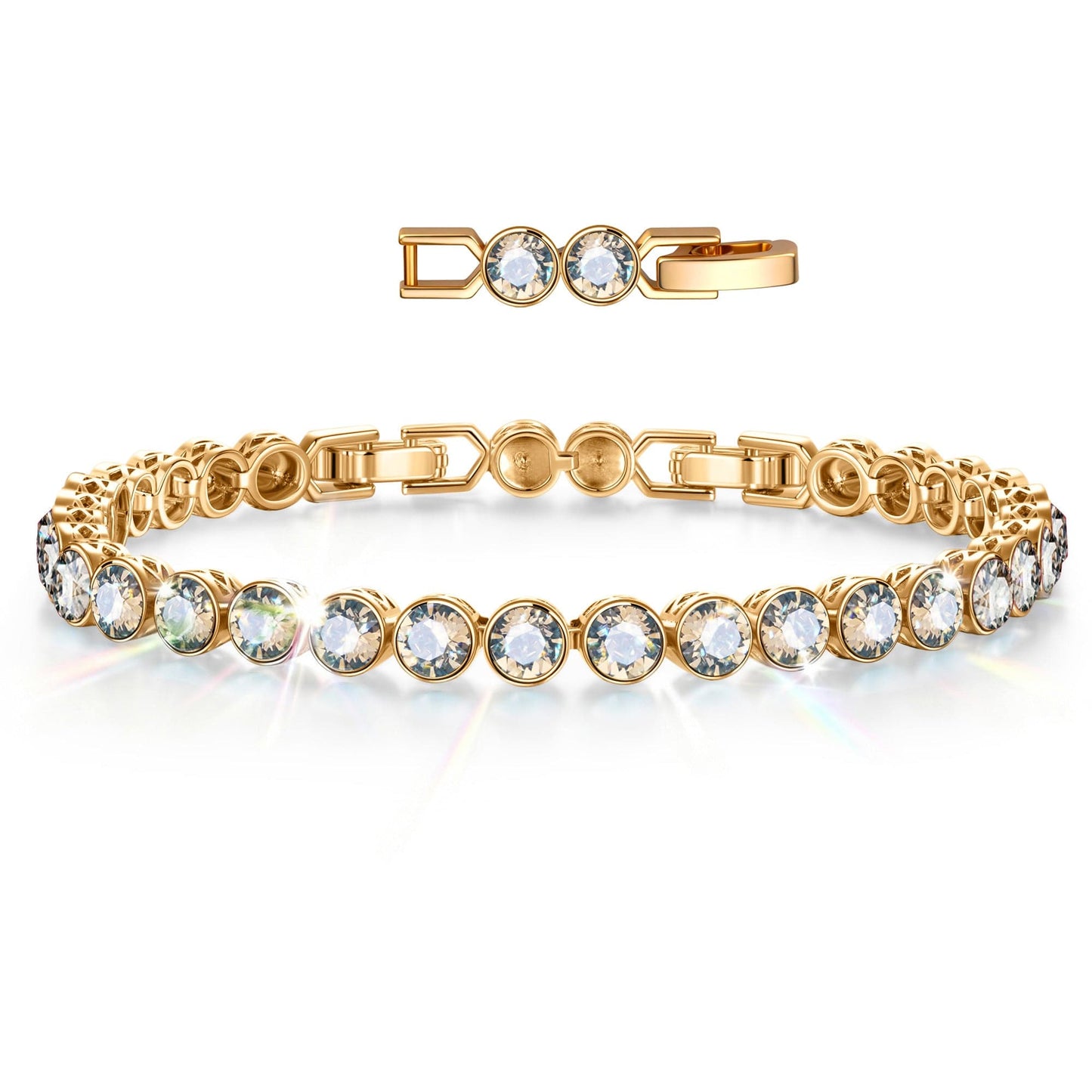 Rainbow Brilliance June Tarnish-resistant Silver Tennis Bracelet In 14K Gold Plated - Created With SWAROVSKI® Crystals