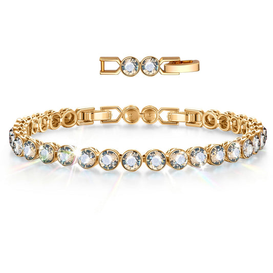 gona- Rainbow Brilliance June Tarnish-resistant Silver Tennis Bracelet In 14K Gold Plated - Created With SWAROVSKI® Crystals