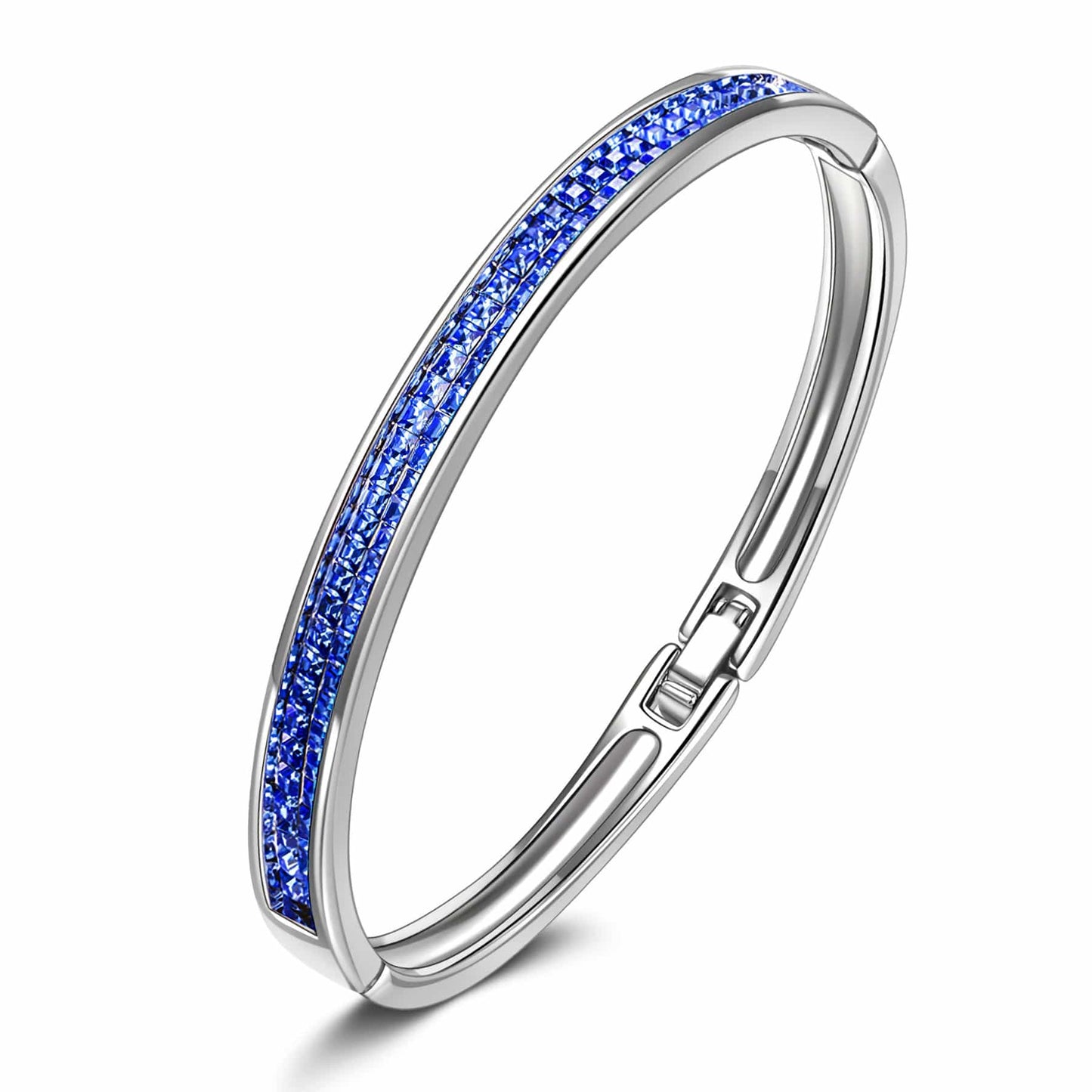 Limited Time Weekend Gift (Valid Friday – Monday): Spend $350+ in a Single Purchase to Get This Sapphire Blue Pavé Slim Stacking Bangle Bracelet in White Gold Plated for FREE (Ships With Order, No Need to Add to Cart)