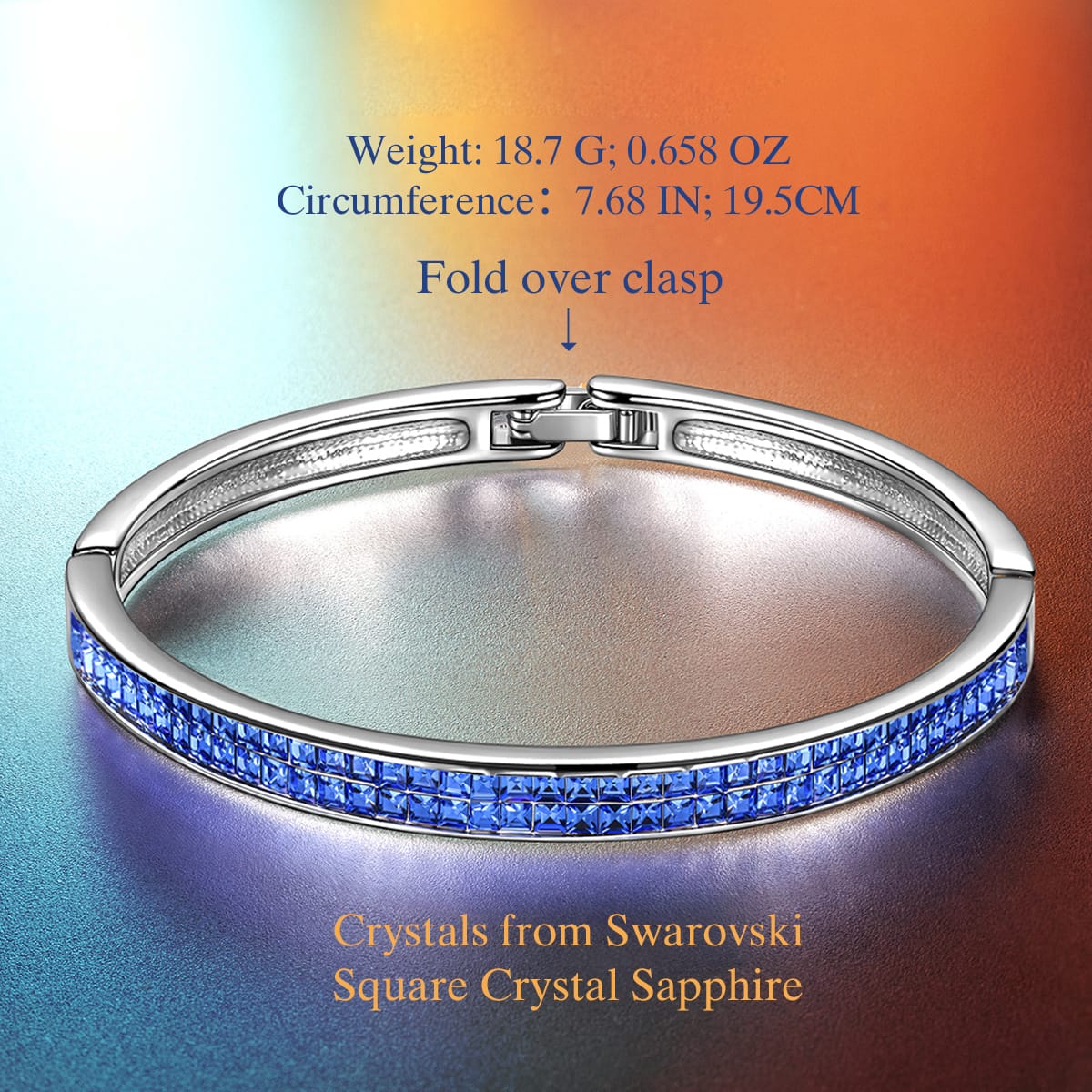 Limited Time Weekend Gift (Valid Friday – Monday): Spend $350+ in a Single Purchase to Get This Sapphire Blue Pavé Slim Stacking Bangle Bracelet in White Gold Plated for FREE (Ships With Order, No Need to Add to Cart)