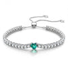 1.60 CT Paraiba Neon Greenish Blue Lab-Created Heart-Cut Center Stone Tennis Bracelet, December Birthstone Bracelet in White Gold-Plated Tarnish-Resistant Silver (Includes GRC Certification from Gemstone Research Center)