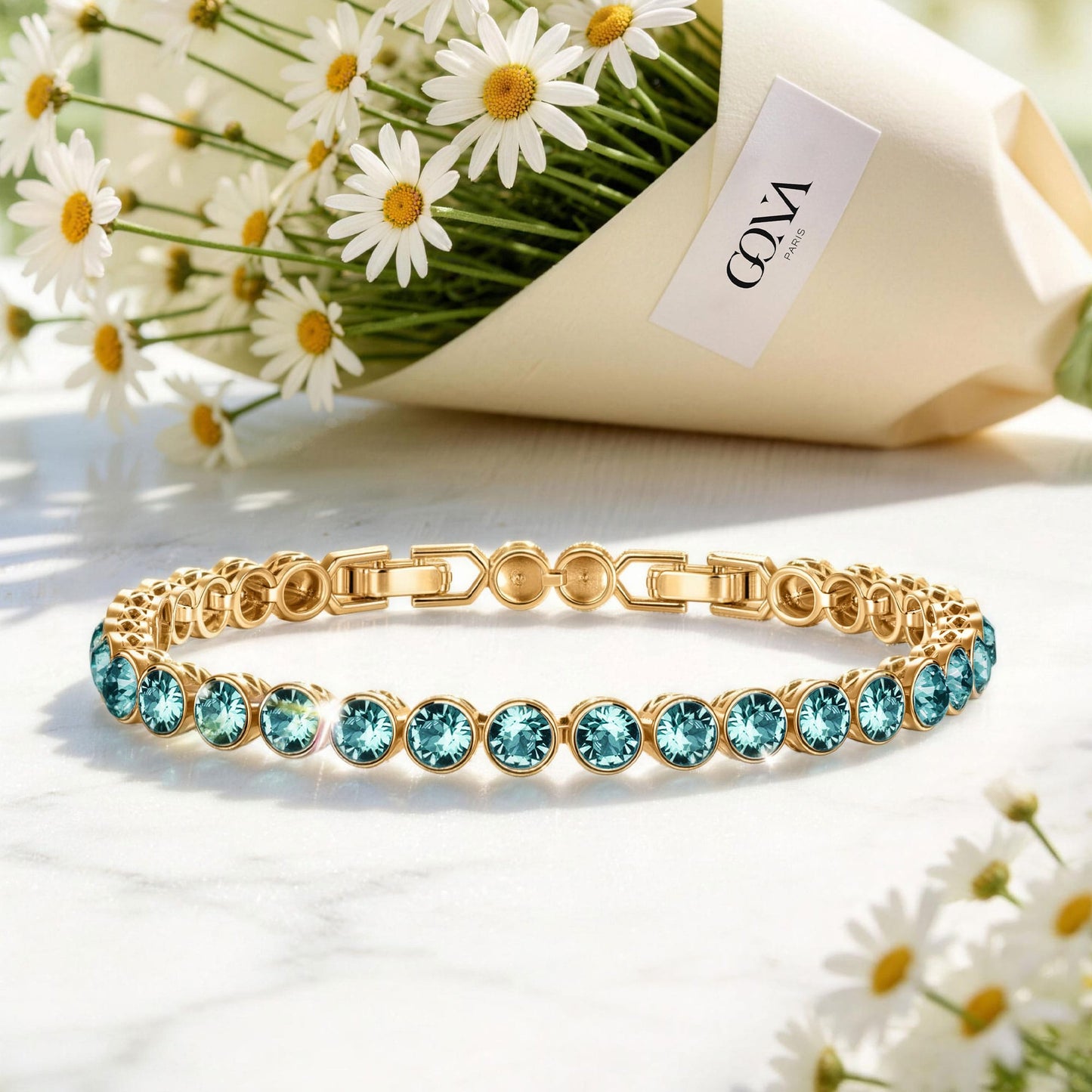 Rainbow Brilliance December Tarnish-resistant Silver Tennis Bracelet In 14K Gold Plated - Created With SWAROVSKI® Crystals