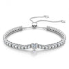 1.00 CT D Color VVS1 Moissanite Heart-Cut Center Stone Tennis Bracelet, April Birthstone Bracelet in White Gold-Plated Tarnish-Resistant Silver (Includes GRA Certification from Gemological Research Association)