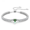1.60 CT Olive Green Lab-Created Spinel Heart-Cut Center Stone Tennis Bracelet, August Birthstone Bracelet in White Gold-Plated Tarnish-Resistant Silver (Includes GRC Certification from Gemstone Research Center)
