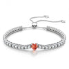 1.60 CT Padparadscha Pinkish Orange Lab-Created Sapphire Heart-Cut Center Stone Tennis Bracelet, January Birthstone Bracelet in White Gold-Plated Tarnish-Resistant Silver (Includes GRC Certification from Gemstone Research Center)