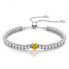 1.60 CT Canary Vivid Yellow Lab-Created Sapphire Heart-Cut Center Stone Tennis Bracelet, November Birthstone Bracelet in White Gold-Plated Tarnish-Resistant Silver (Includes GRC Certification from Gemstone Research Center)