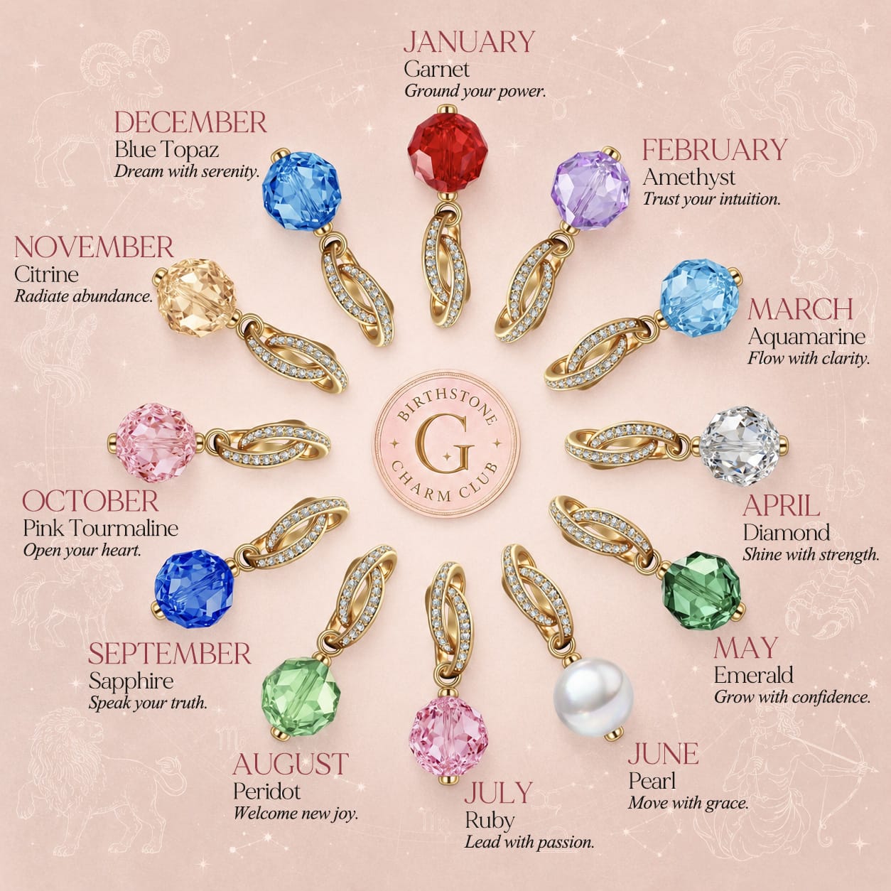March Birthstone Tarnish-resistant Silver Dangle Charms In 14 Gold Plated -  Handcrafted with Swarovski® Crystals