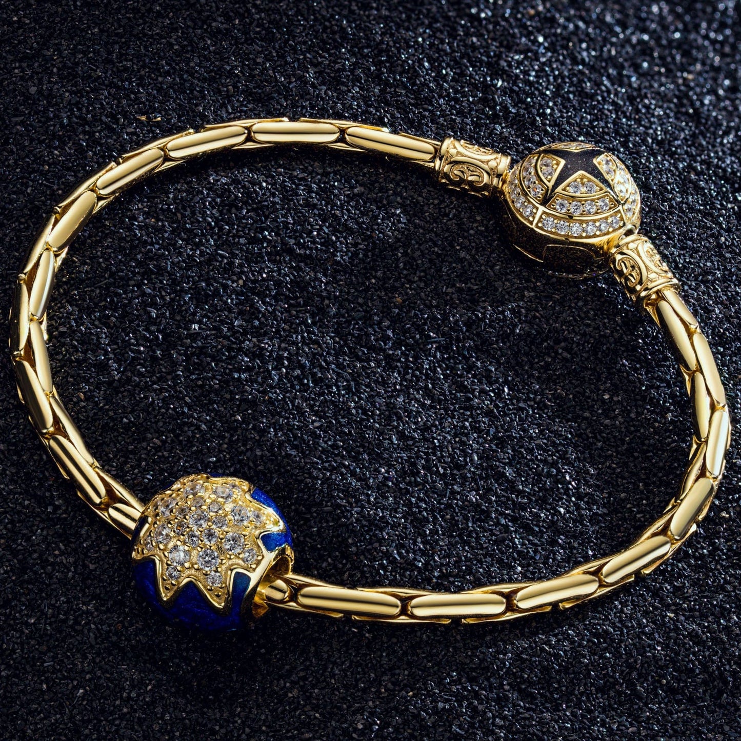 Blue Stars Shine Bright Tarnish-resistant Silver Charms With Enamel In 14K Gold Plated