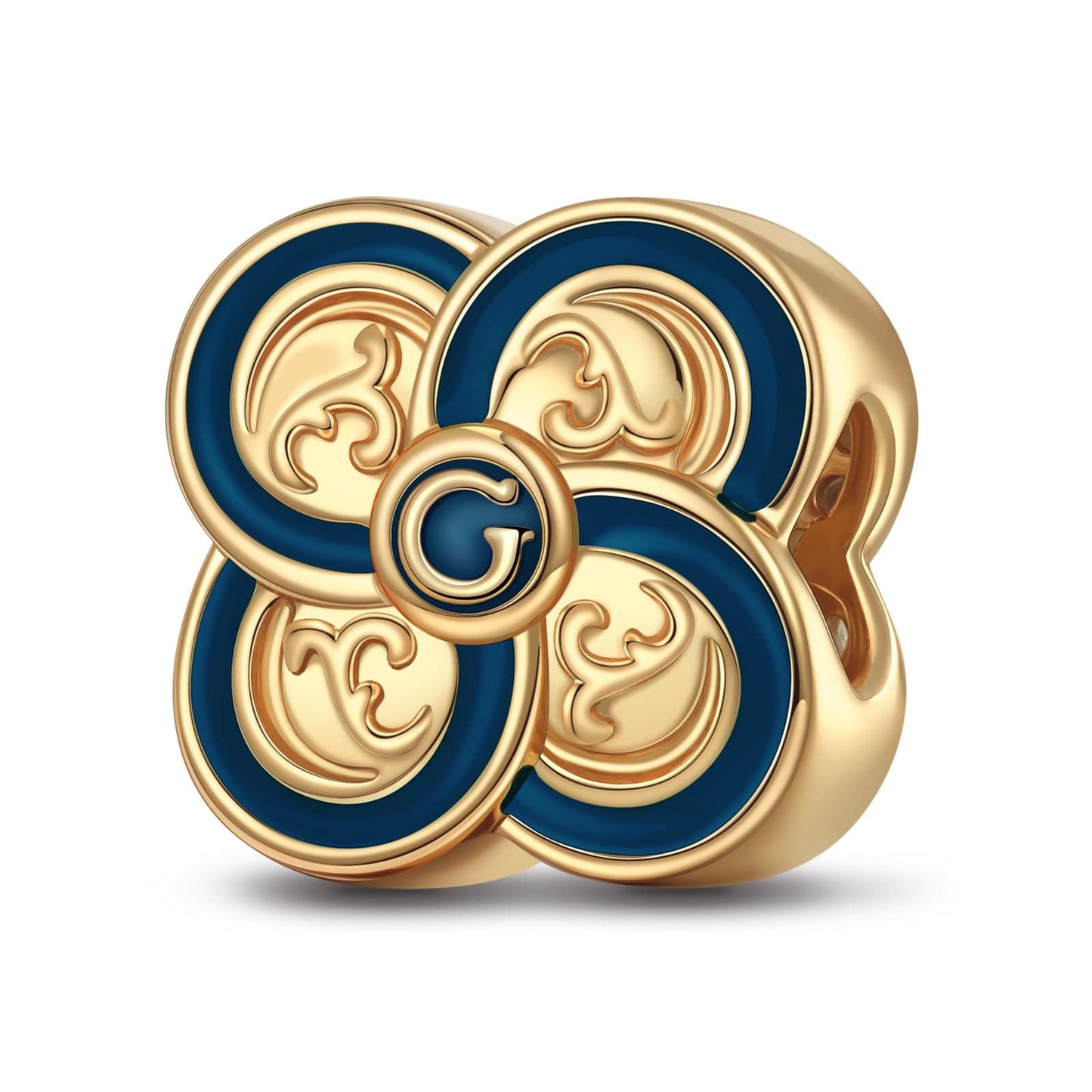 Golden Lucky Clover Tarnish-resistant Silver Charms With Enamel In 14K Gold Plated