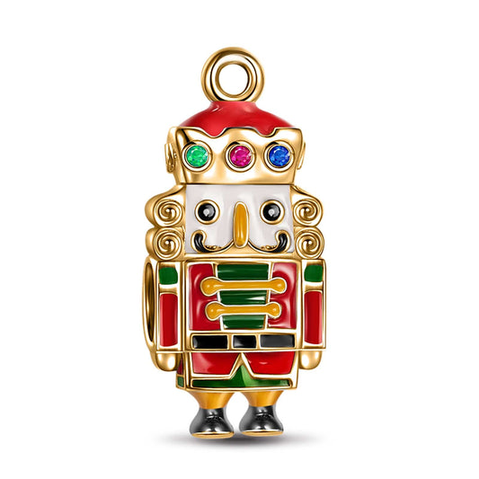 gon- Nutcracker Soldier Tarnish-resistant Silver Dangle Charms With Enamel In 14K Gold Plated