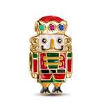 Nutcracker Soldier Tarnish-resistant Silver Dangle Charms With Enamel In 14K Gold Plated