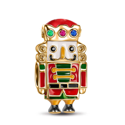 gon- Nutcracker Soldier Tarnish-resistant Silver Dangle Charms With Enamel In 14K Gold Plated