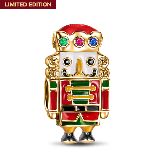 gon- Nutcracker Soldier Tarnish-resistant Silver Dangle Charms With Enamel In 14K Gold Plated