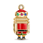 Nutcracker Soldier Tarnish-resistant Silver Dangle Charms With Enamel In 14K Gold Plated