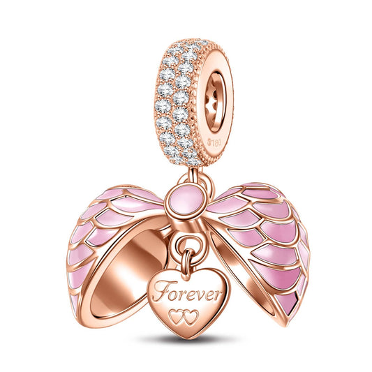 gon- Pink Surprising Love Tarnish-resistant Silver Dangle Charms With Enamel In Rose Gold Plated
