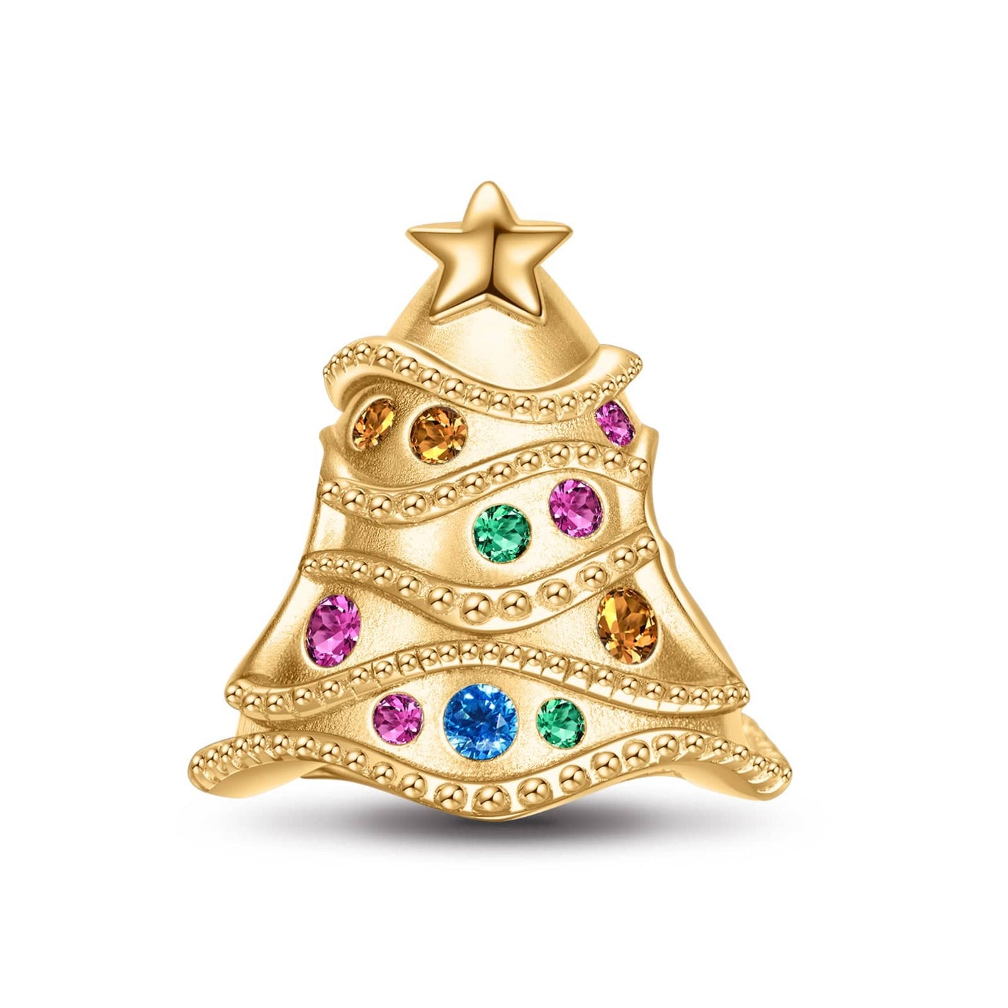 Christmas Tree Tarnish-resistant Silver Charms In 14K Gold Plated