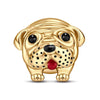 Cute Pug dog Tarnish-resistant Silver Charms With Enamel In 14K Gold Plated