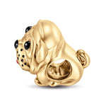 Cute Pug dog Tarnish-resistant Silver Charms With Enamel In 14K Gold Plated