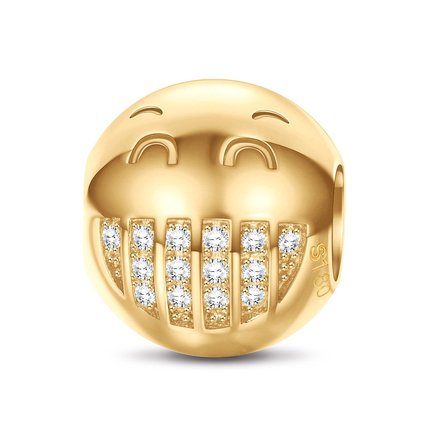 Beaming Emoji Tarnish-resistant Silver Charms In 14K Gold Plated
