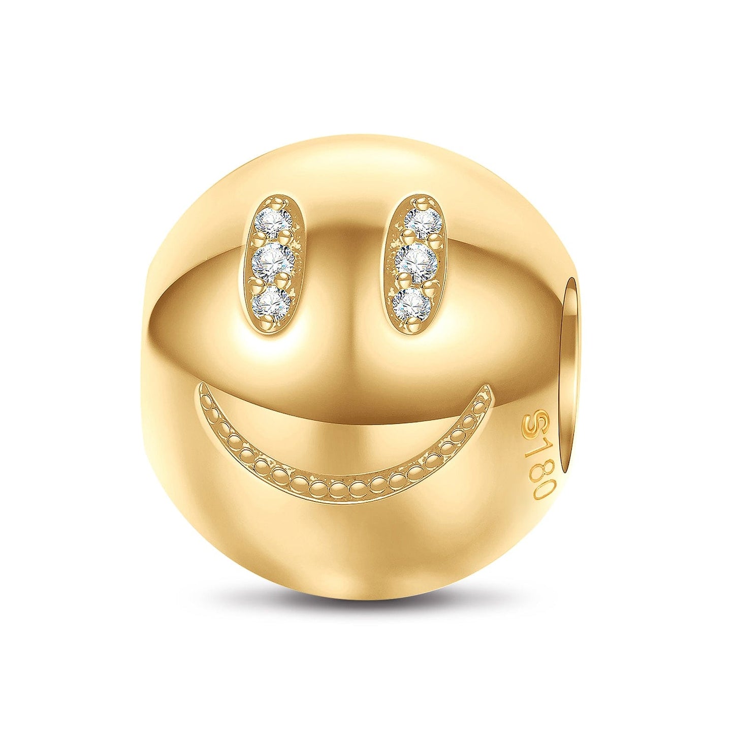 Slightly Smiling Emoji Tarnish-resistant Silver Charms In 14K Gold Plated