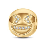 Grinning Face Emoji Tarnish-resistant Silver Charms In 14K Gold Plated