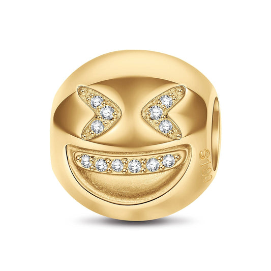 gon- Grinning Face Emoji Tarnish-resistant Silver Charms In 14K Gold Plated