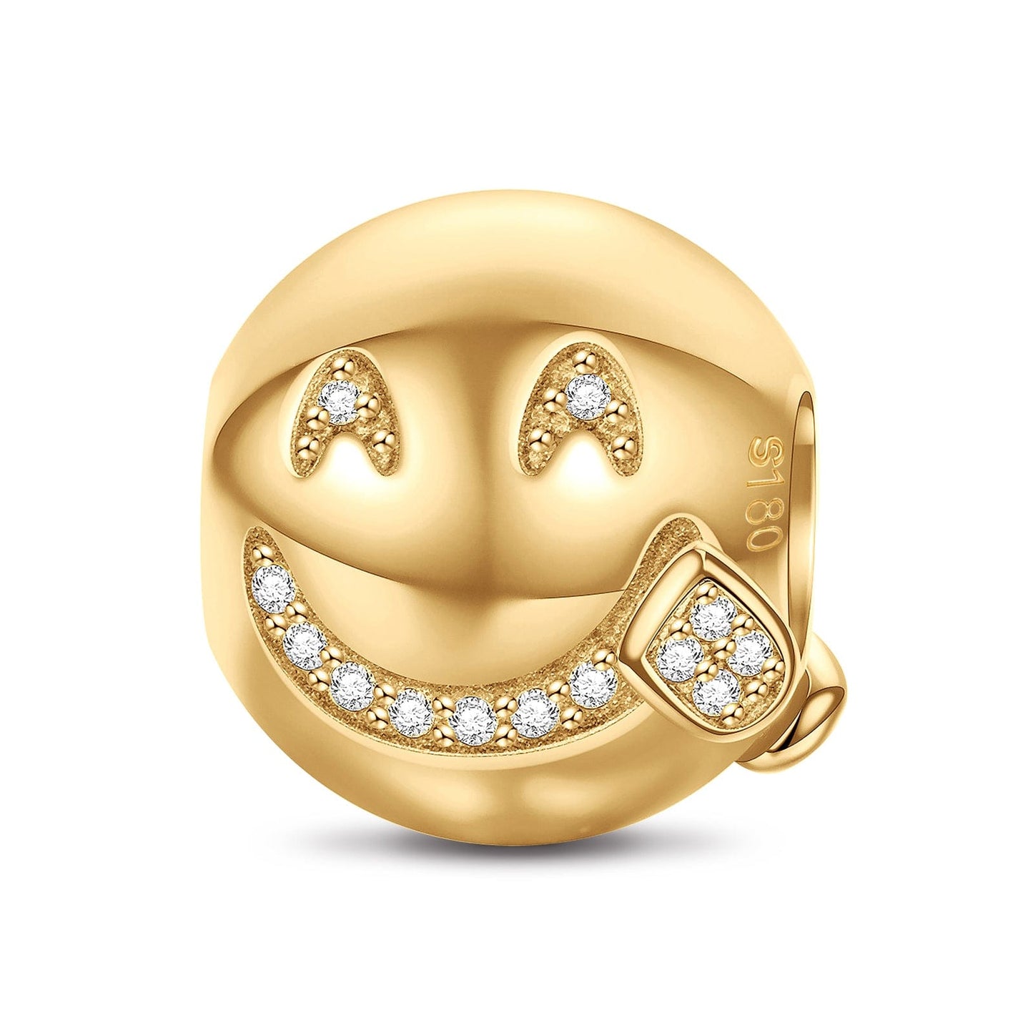 Yummy face Emoji Tarnish-resistant Silver Charms In 14K Gold Plated