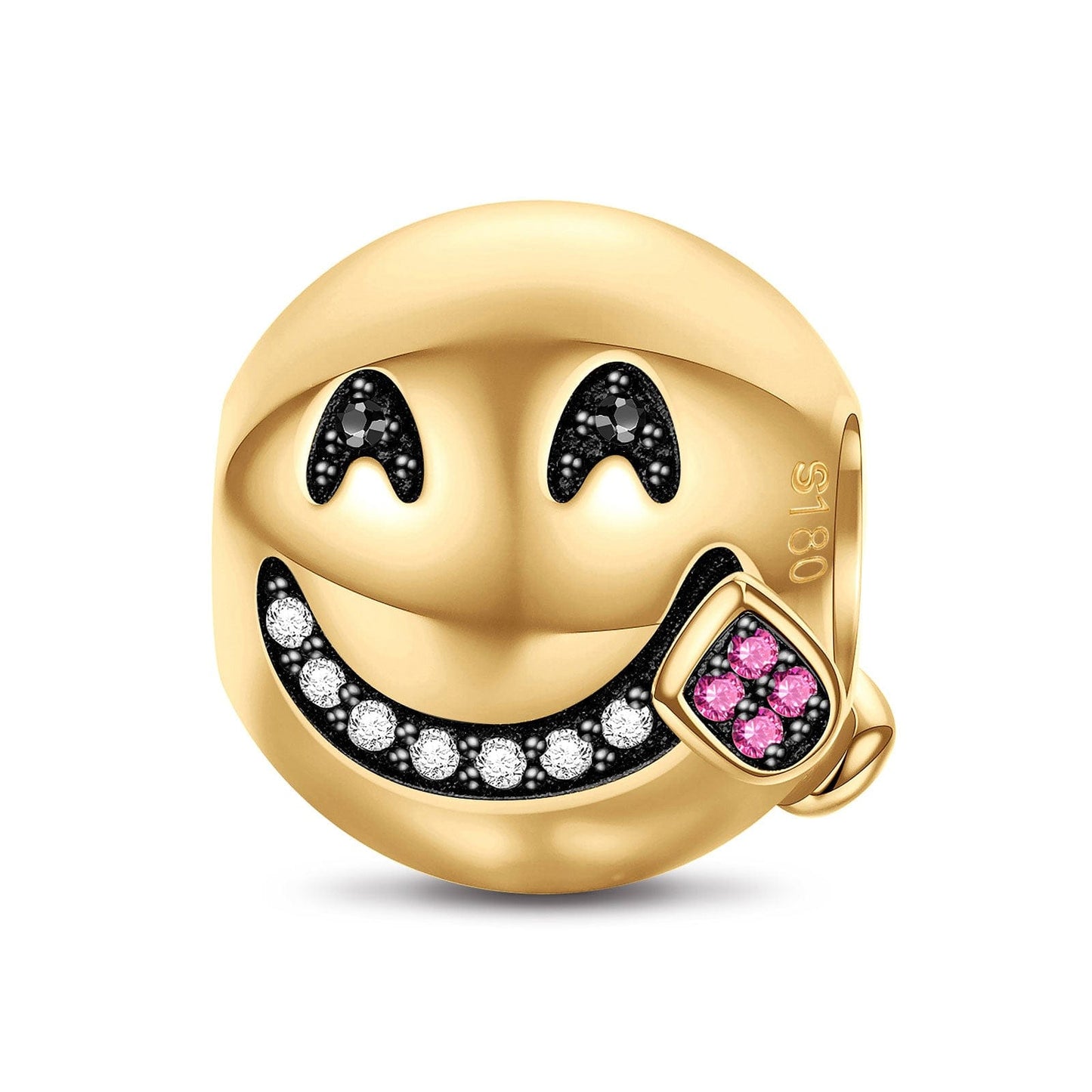 Yummy face Emoji Tarnish-resistant Silver Charms In 14K Gold Plated