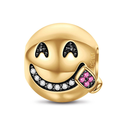 gon- Yummy face Emoji Tarnish-resistant Silver Charms In 14K Gold Plated