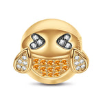 Laughing With Tears Emoji Tarnish-resistant Silver Charms In 14K Gold Plated