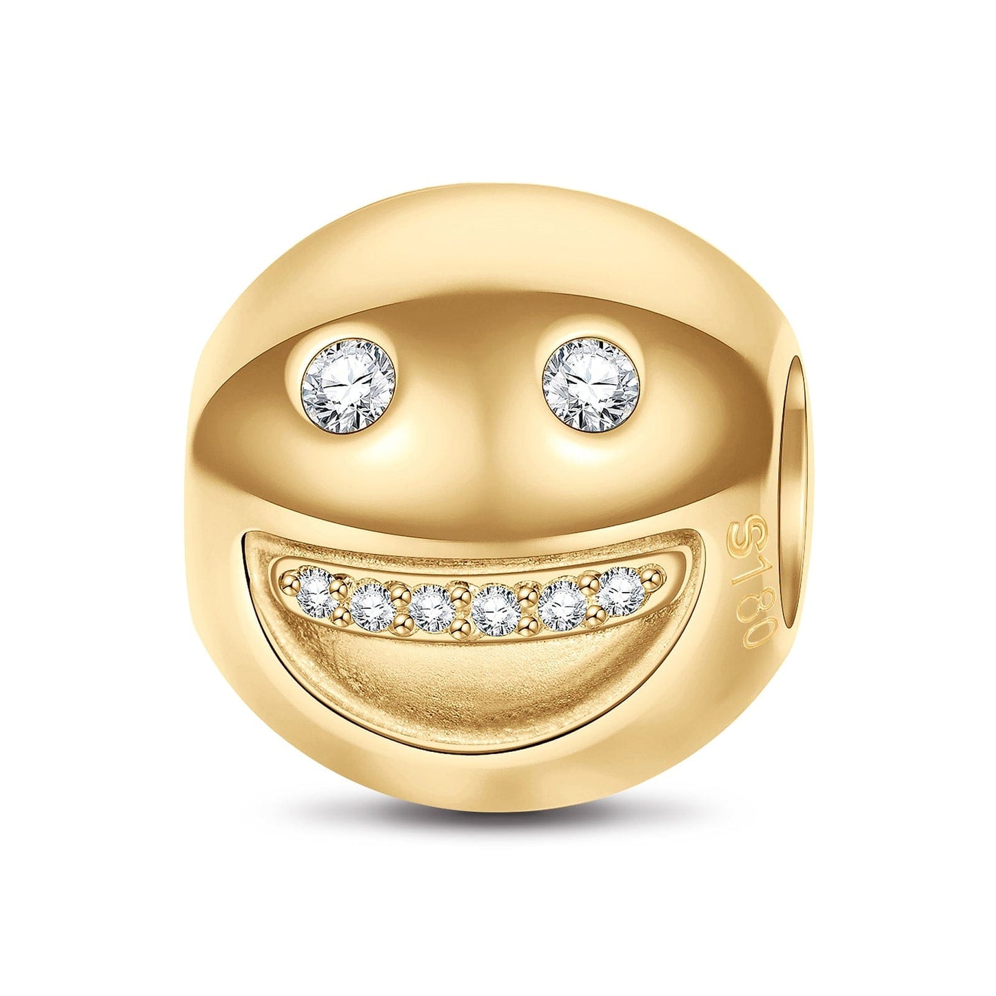 Smileing Emoji Tarnish-resistant Silver Charms In 14K Gold Plated