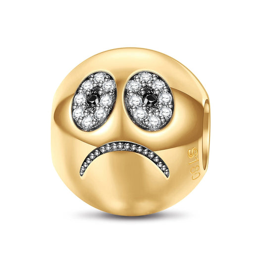 gon- Frowning Face Emoji Tarnish-resistant Silver Charms With Enamel In 14K Gold Plated