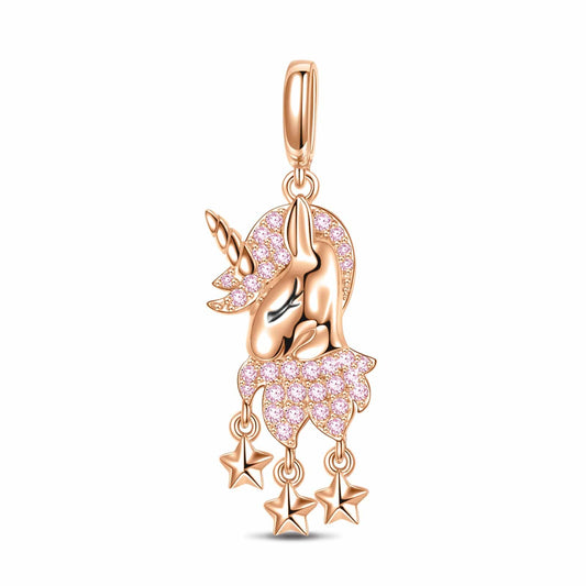 gon- Pink Unicorn Tarnish-resistant Silver Dangle Charms In Rose Gold Plated