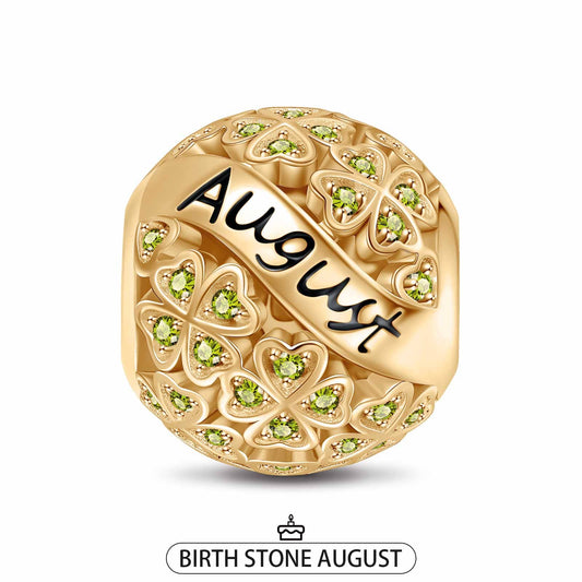 gon- August Birthstone Tarnish-resistant Silver Charms With Enamel In 14K Gold Plated