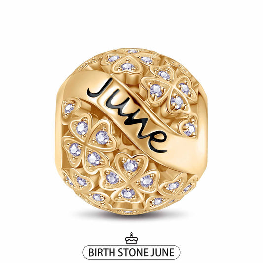gon- June Birthstone Tarnish-resistant Silver Charms With Enamel In 14K Gold Plated